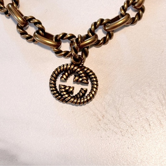 Fancy Link Chain
Antique Gold Finish
Bracelet With Double G
Motif 7” - Picture 4 of 11